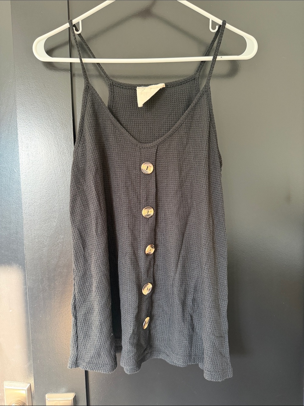 Fantastic Fawn Black Waffle-Knit Tank